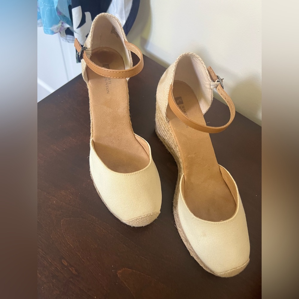 Women's Cream Espadrille Wedge Sandals